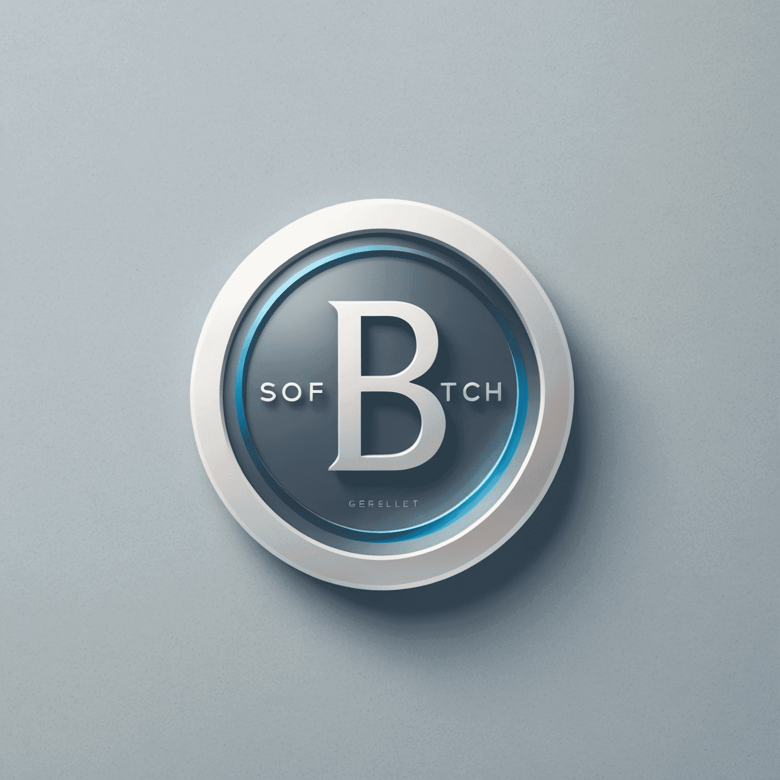 Soft_Tech logo: Un logotipo moderno y minimalista con letras estilizadas en azul brumoso y gris perla, que evoca una sensación de tecnología suave y amigable
